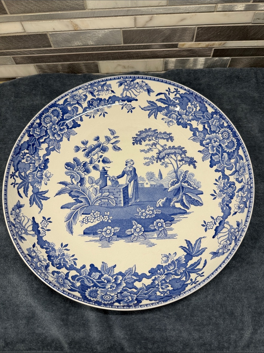 Spode Blue and White Chinoiserie Transferware Dinner Plate